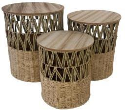 Woven Storage Baskets with Table-Top Lids – Set of 3