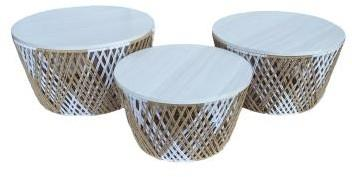 Woven Drum Tables – Set of 3