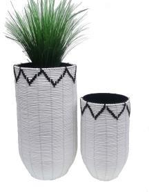 Tall Woven Floor Baskets – White, Set of 2