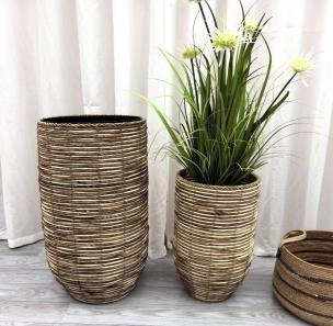 Tall Woven Floor Baskets – Natural, Set of 2