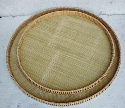 Round Rattan Trays – Open Weave, Set of 2