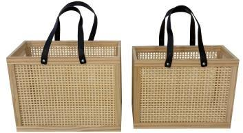 Woven Cane Tote Bags – Set of 2