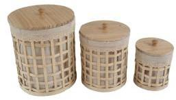 Lidded Bamboo Canisters – Set of 3