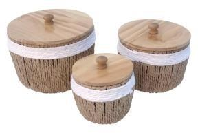 Woven Lidded Canisters – Set of 3