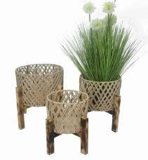 Rattan Plant Stands with Legs – Set of 3