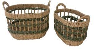 Woven Baskets with Side Handles – Set of 2