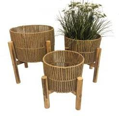 Rattan Planters with Legs – Set of 3 (Style A)