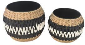 Two-Tone Woven Storage Baskets – Set of 2