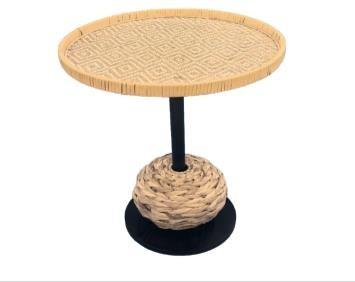 Round Rattan Pedestal Table with Woven Base (55 cm)
