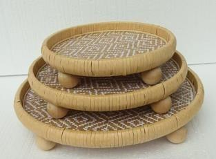 Round Rattan Serving Trays – Set of 3 (Classic Weave)