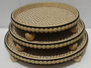 Round Rattan Serving Trays – Set of 3 (Alternate Weave)