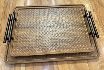 Rectangular Rattan Serving Tray with Handles
