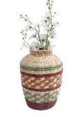 Patterned Floral Vase with Faux Stem