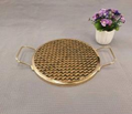 Round Seagrass Tray with Gold Handles – Alternate Weave