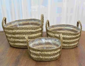 Oval Woven Storage Baskets – Set of 3