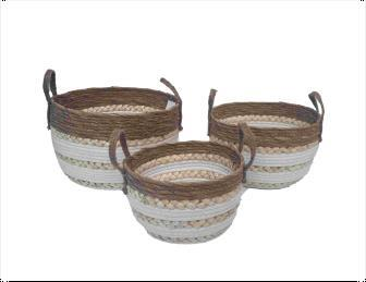 Woven Handle Baskets – Set of 3 (Classic Weave)