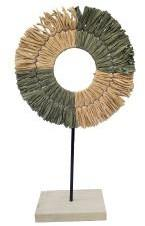 Woven Sun Disc on Wooden Stand – Medium (Style A)