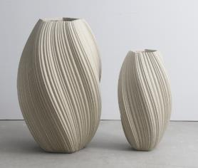 Ribbed Ceramic Floor Vase – 70 cm