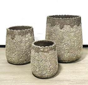 Nested Textured Ceramic Pots (Set of 3)