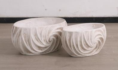 Wavy Ceramic Decorative Bowls (Set of 2)