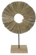 Woven Fan Décor on Wooden Stand (68 cm)