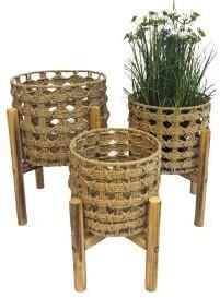 Rattan Planters with Legs – Set of 3 (Style B)