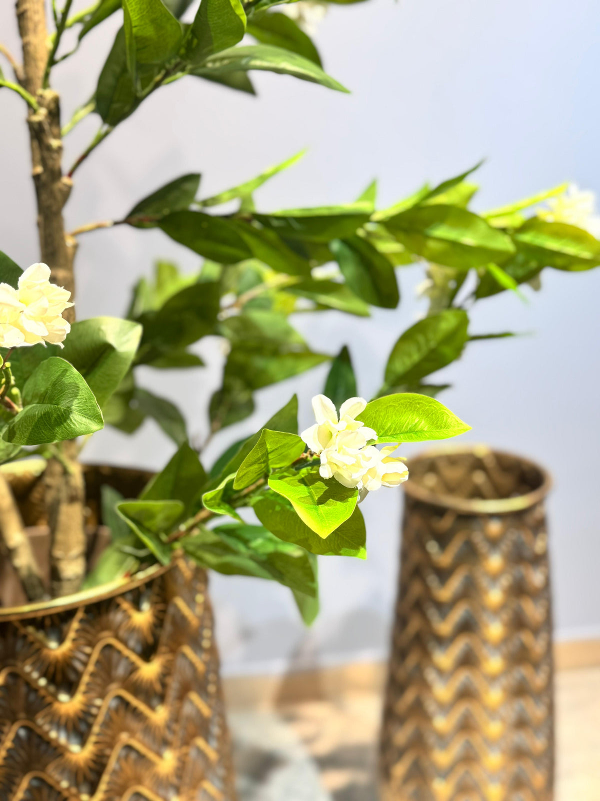 Hammered Gold Metal Floor Planter – view 5