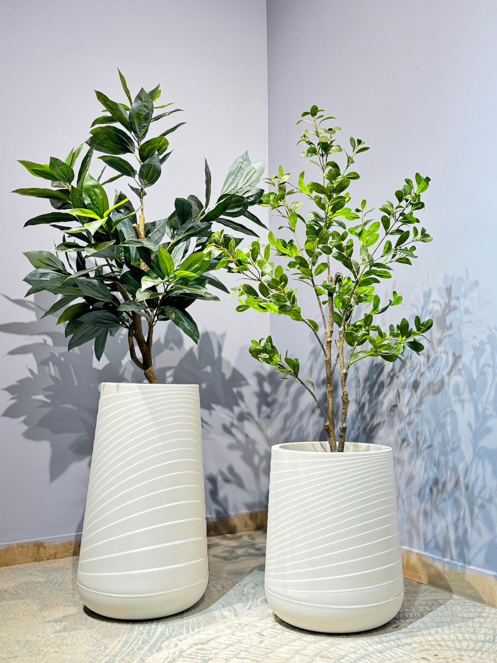 Imported Spiral PVC Floor Planter – White – view 4