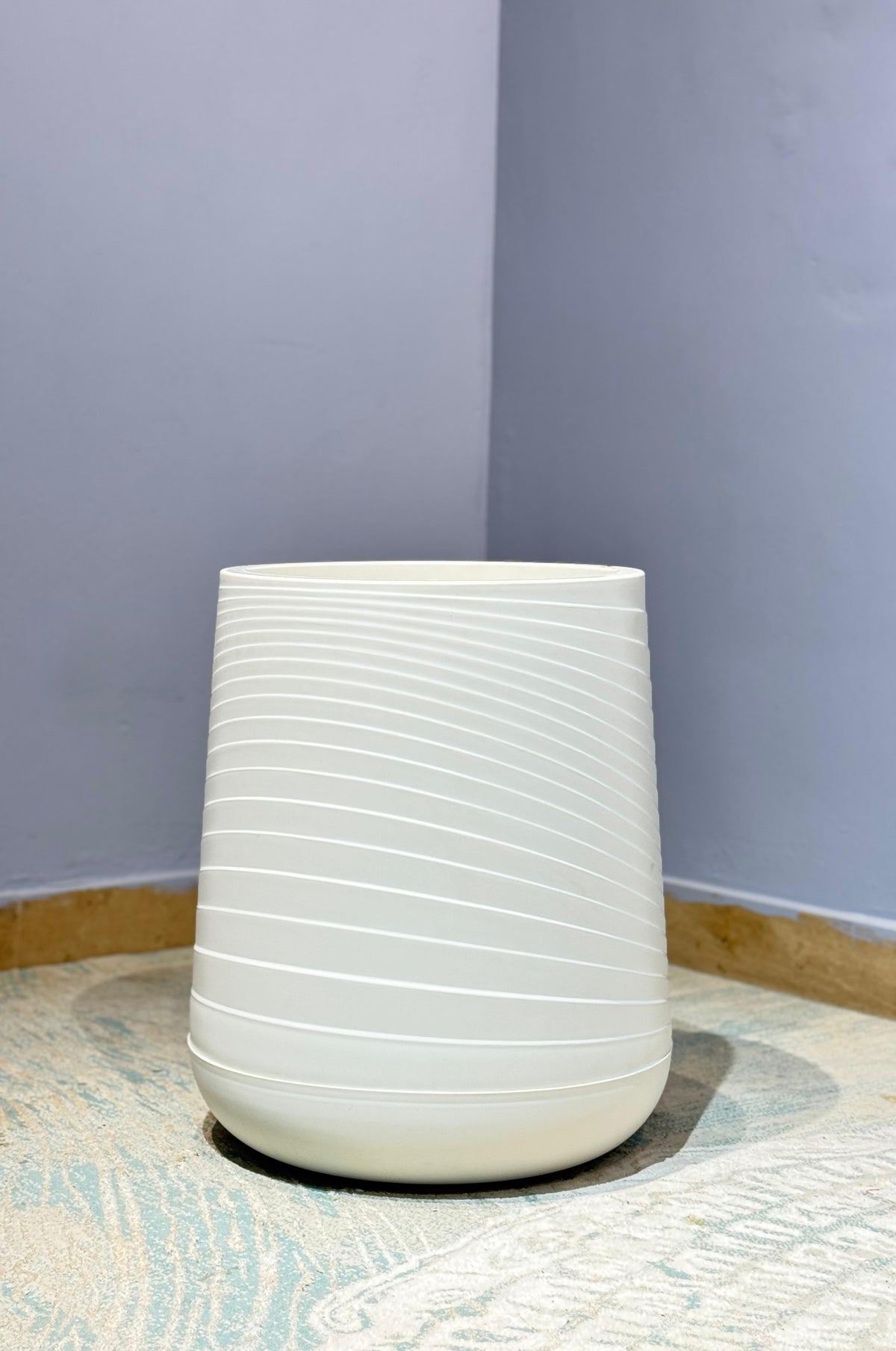 Imported Spiral PVC Floor Planter – White – view 2