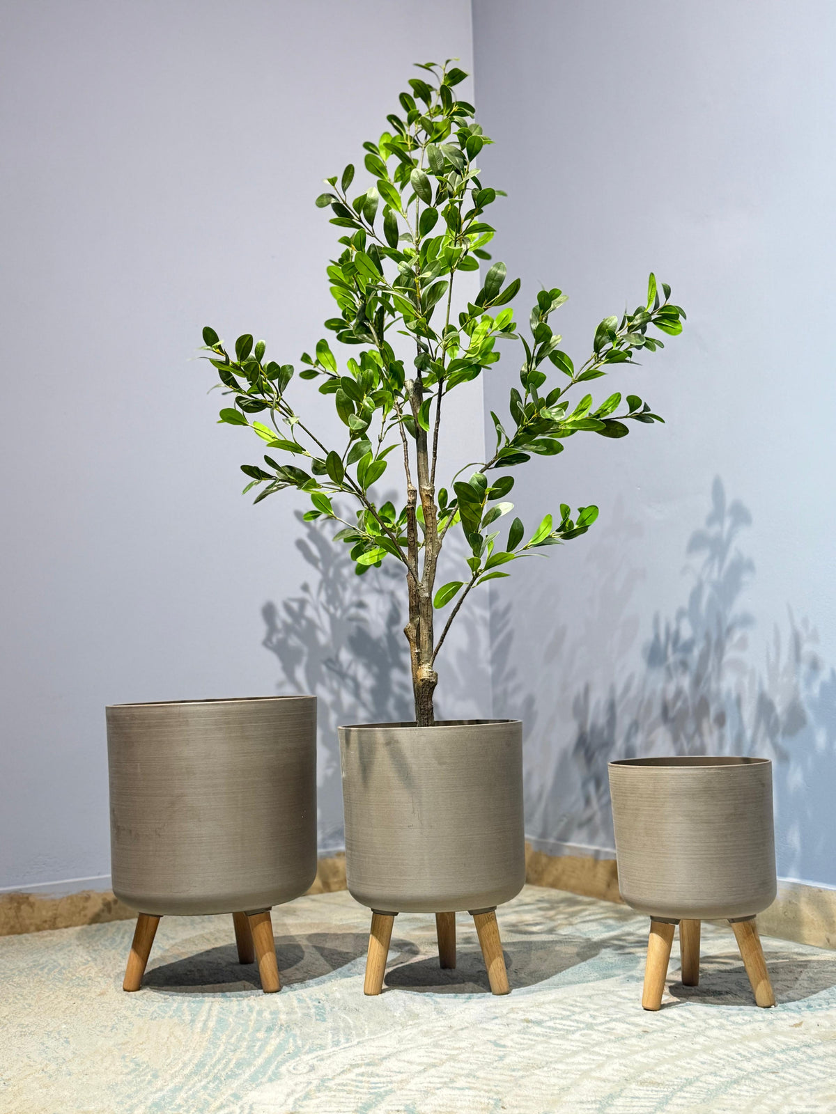 Tripod Planter with Wooden Legs – Charcoal – view 2