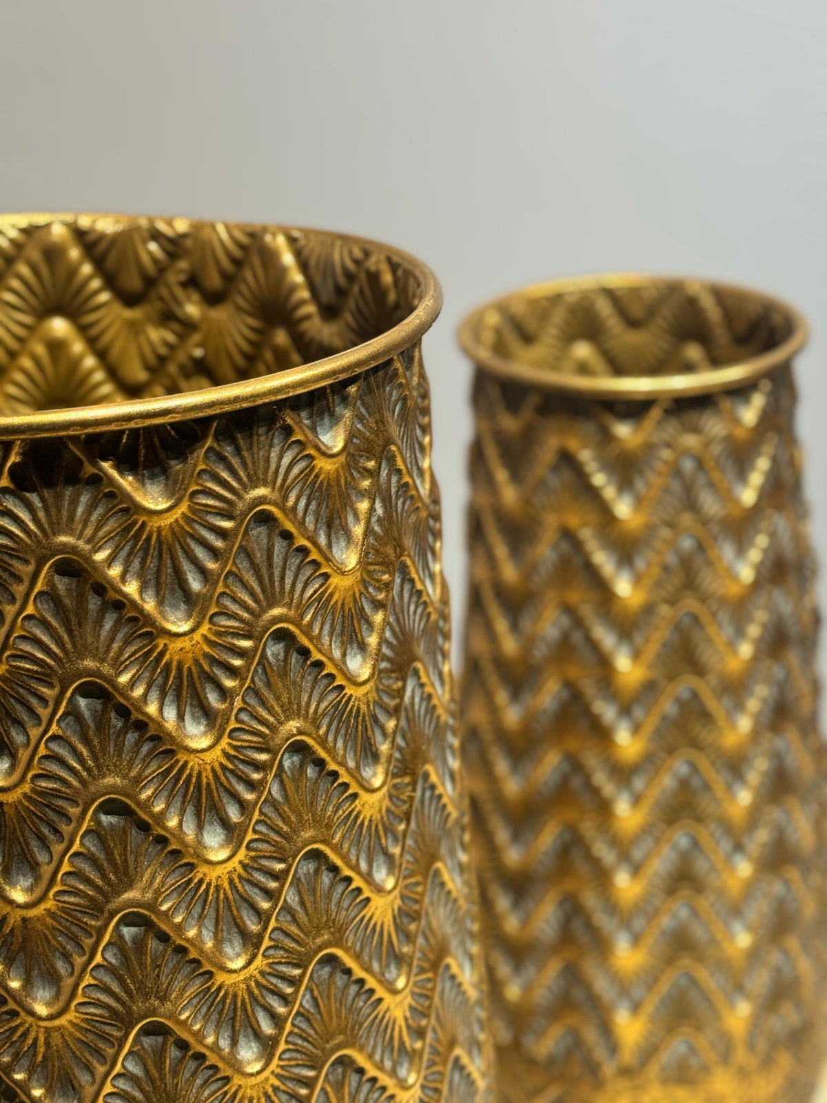 Hammered Gold Metal Floor Planter – view 4